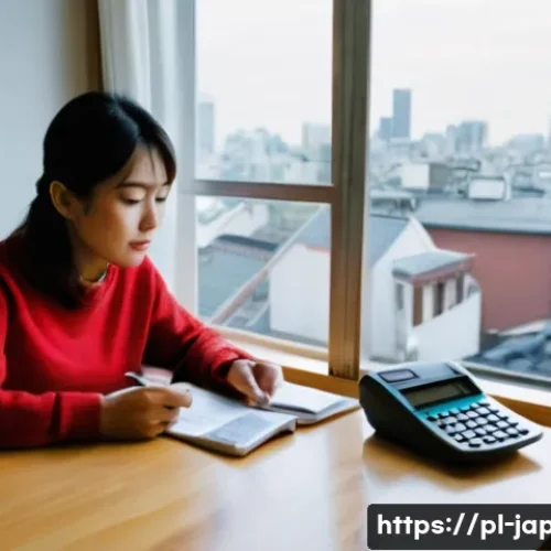 일본의 출산율 문제 - **Prompt:** A young Japanese couple in their late twenties to early thirties, seated at a small, min...